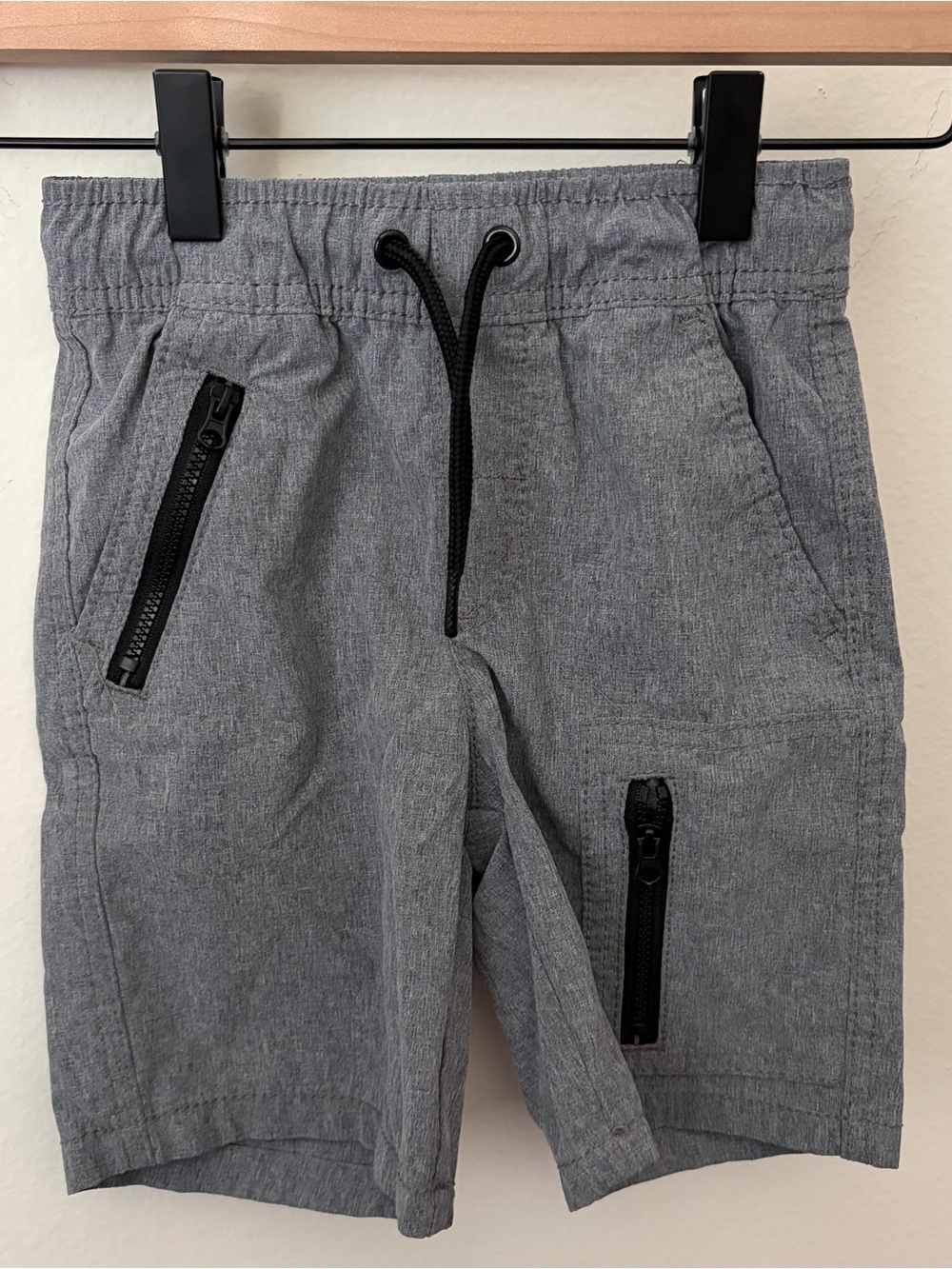 Cat & Jack Gray Elastic-Waist Pull-On Shorts with Black Drawstring